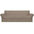 Easy-Going 4 Pieces Oversized Stretch Soft Couch Cover For Dogs - Washable Sofa Slipcover For 3 Separate Cushion Couch - Elastic Furniture Protector For Pets, Kids Natural