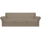 Easy-Going 4 Pieces Oversized Stretch Soft Couch Cover For Dogs - Washable Sofa Slipcover For 3 Separate Cushion Couch - Elastic Furniture Protector For Pets, Kids Natural