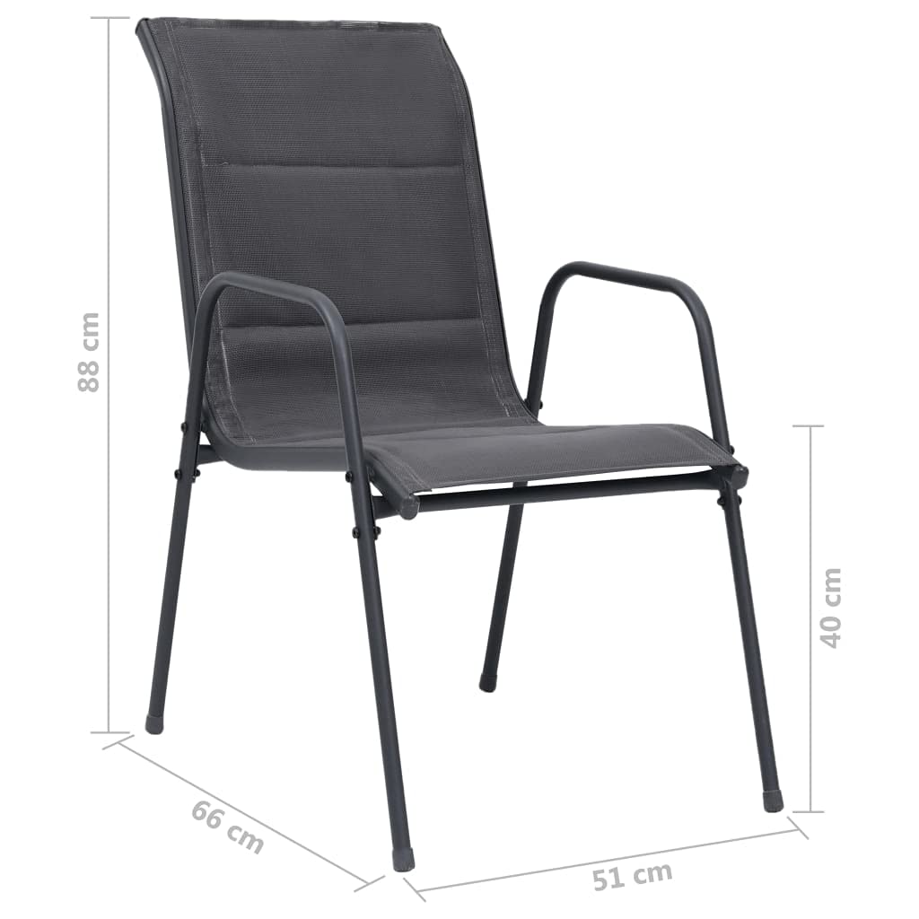vidaXL Patio Dining Set 7 Piece Outdoor Garden Terrace Yard Patio Table and Chair Seating Seat Sitting Chair Dining Set Furniture Steel Anthracite