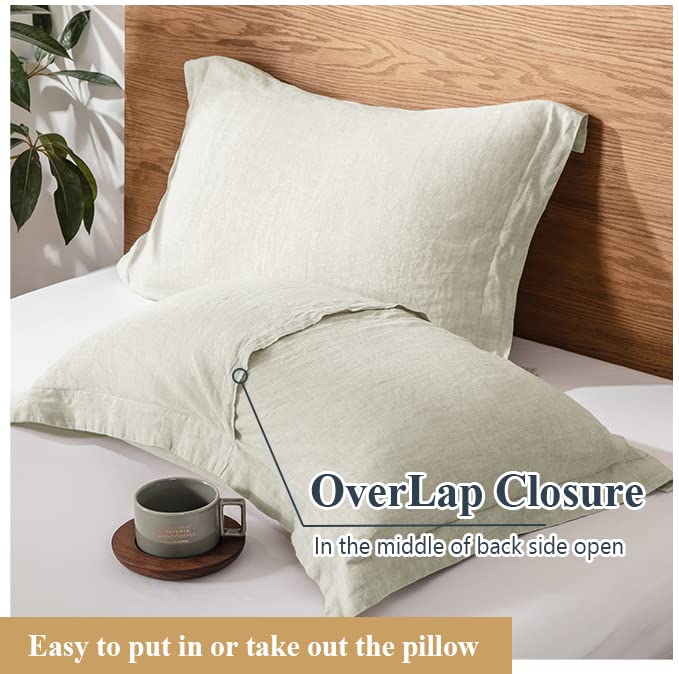 Simple&Opulence 100% Belgian Linen Pillow Shams -Set Of 2, King Size - Basic Style Breathable Pure Linen Suitable For Home - Soft And Durable With Envelope Closure (20''X 36'', Linen)