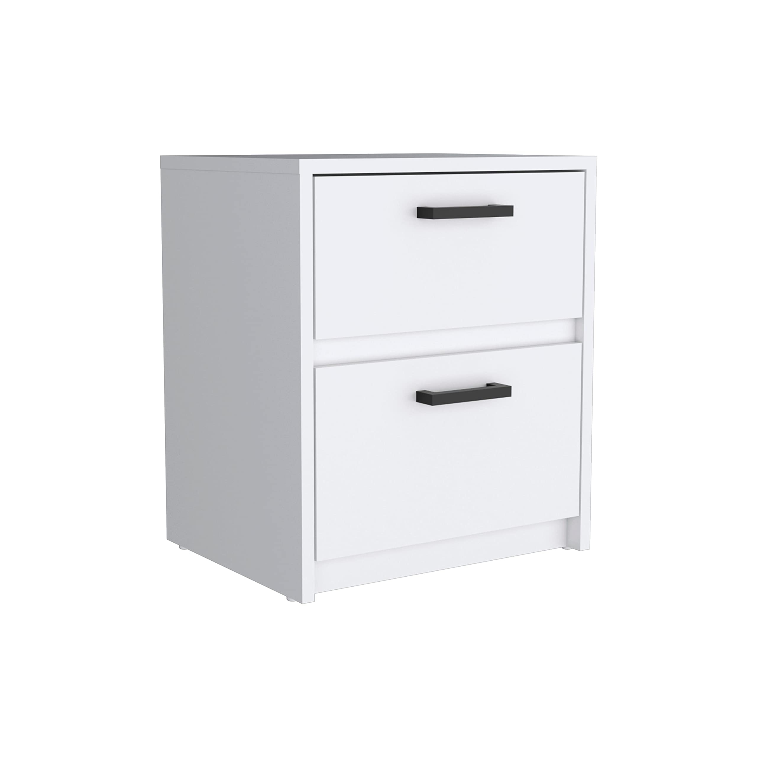 Nightstand 18&quot; H, 2 Drawers with Metal Handles, White