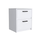 Nightstand 18" H, 2 Drawers with Metal Handles, White