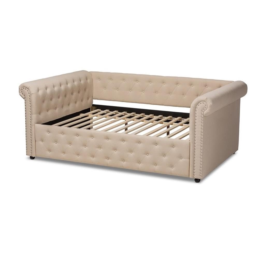 Baxton Studio Mabelle Modern and Contemporary Beige Fabric Upholstered Queen Size Daybed