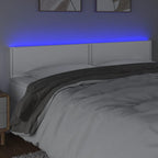 vidaXL Led Headboard, Upholstered Headboard for Bed Home, Bed Headboard with LED Light, Bedroom Furniture, White 70.9"x2"x30.7"/34.6" Faux Leather