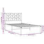 vidaXL Steel Bed Frame with Supportive Headboard and Extra Under-Bed Storage Space - Black Single Bed for Bedroom