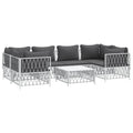 vidaXL 7 Piece Outdoor Patio Lounge Set with Cushions - Durable White Steel Structure, Modular Design, Comfortable Seating Experience, Ideal for Garden & Patio Use