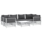 vidaXL 7 Piece Outdoor Patio Lounge Set with Cushions - Durable White Steel Structure, Modular Design, Comfortable Seating Experience, Ideal for Garden & Patio Use