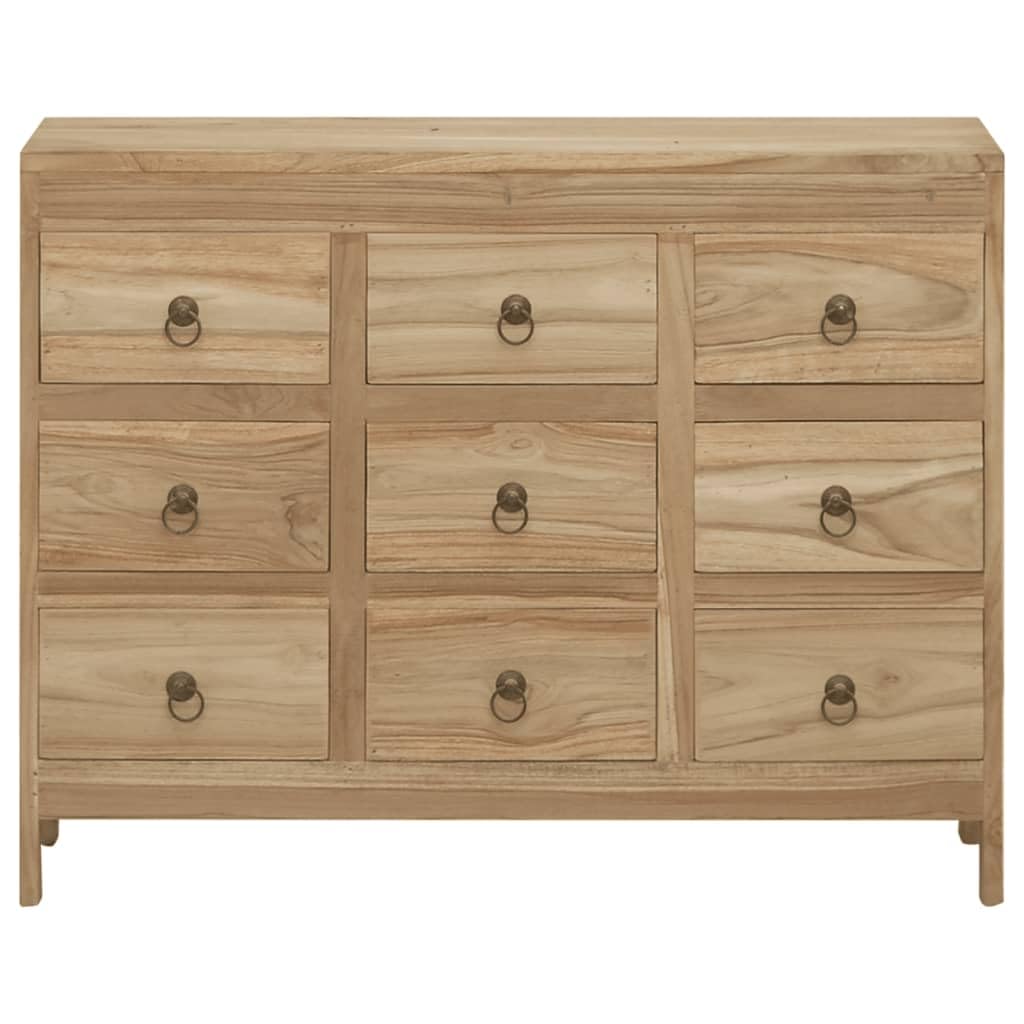 vidaXL Solid Teak Wood Chest of Drawers with Rustic Finish - Vintage Style Storage Cabinet with 9 Drawers for Bedroom, Living Room, Office - 31.5&quot;x11.8&quot;x21.7&quot; (WxDxH)