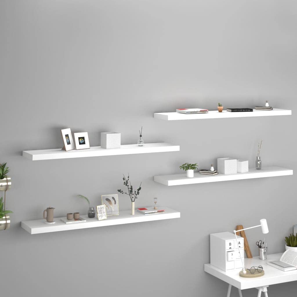 Floating Wall Shelves -SKM Floating Wall Shelves 4 pcs White 47.2x9.3x1.5 MDF
