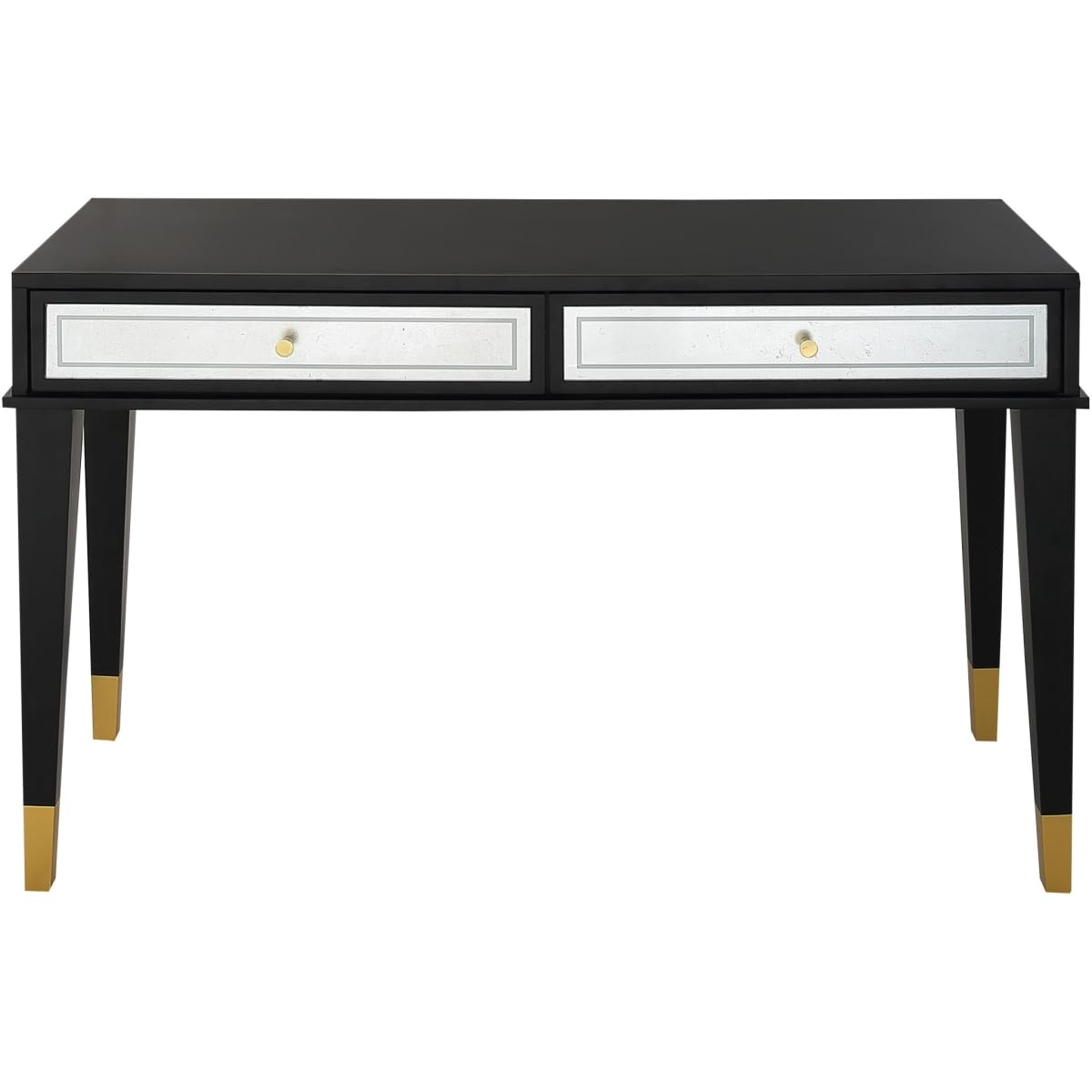 HomeRoots 403867 47 in. Gold Console Table with Storage Black & Silver