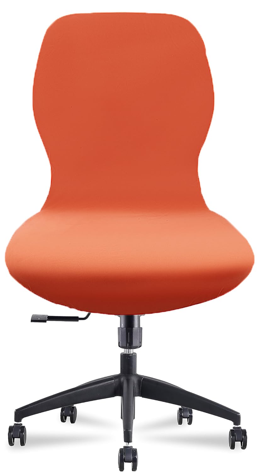 Deisy Dee Velvet Stretch Armless Office Chair Covers - Colorful Stretch Slipcover For Desk Chairs (Orange)