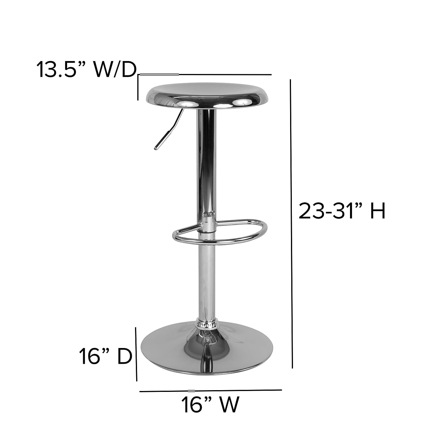 Flash Furniture Madrid Series Adjustable Height Retro Barstool In Chrome Finish