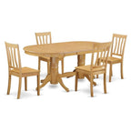 East West Furniture VAAN5-OAK-W 5 Piece Dining Set Includes an Oval Dining Table with Butterfly Leaf and 4 Kitchen Chairs, 40x76 Inch, Oak