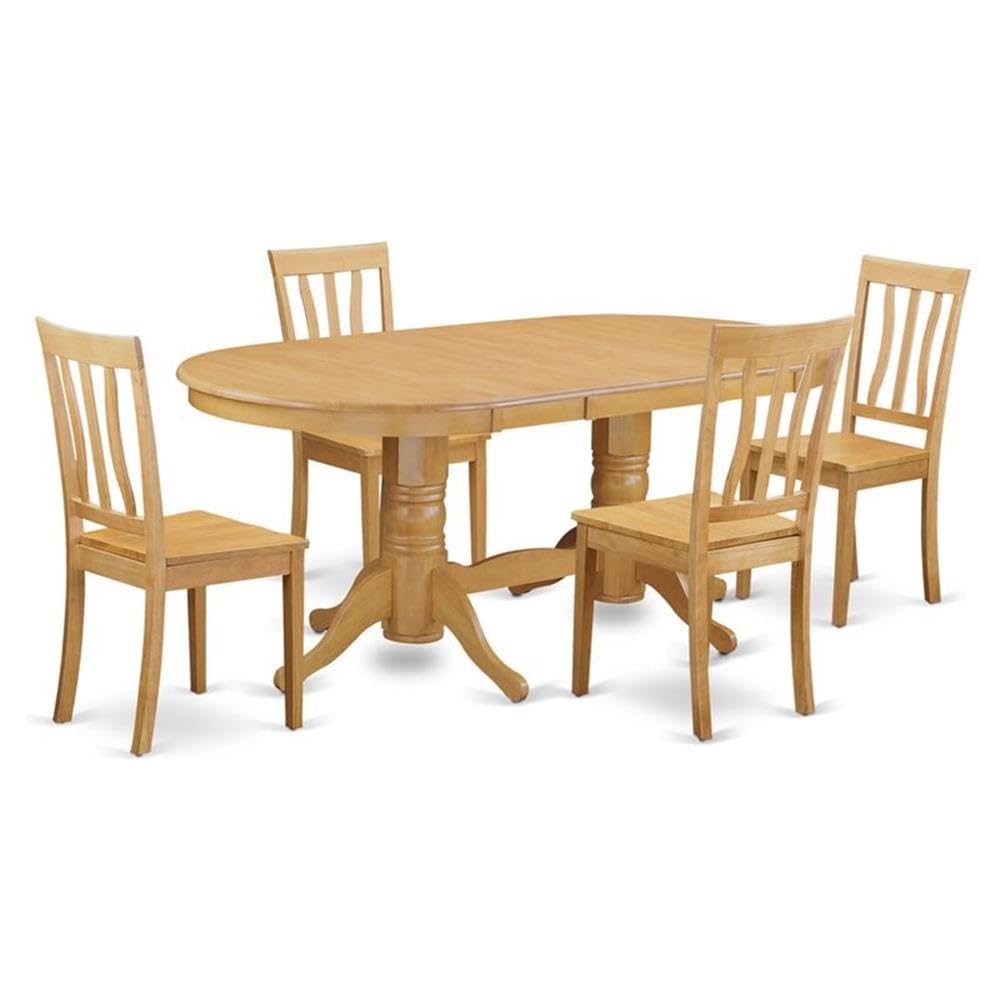 East West Furniture VAAN5-OAK-W 5 Piece Dining Set Includes an Oval Dining Table with Butterfly Leaf and 4 Kitchen Chairs, 40x76 Inch, Oak