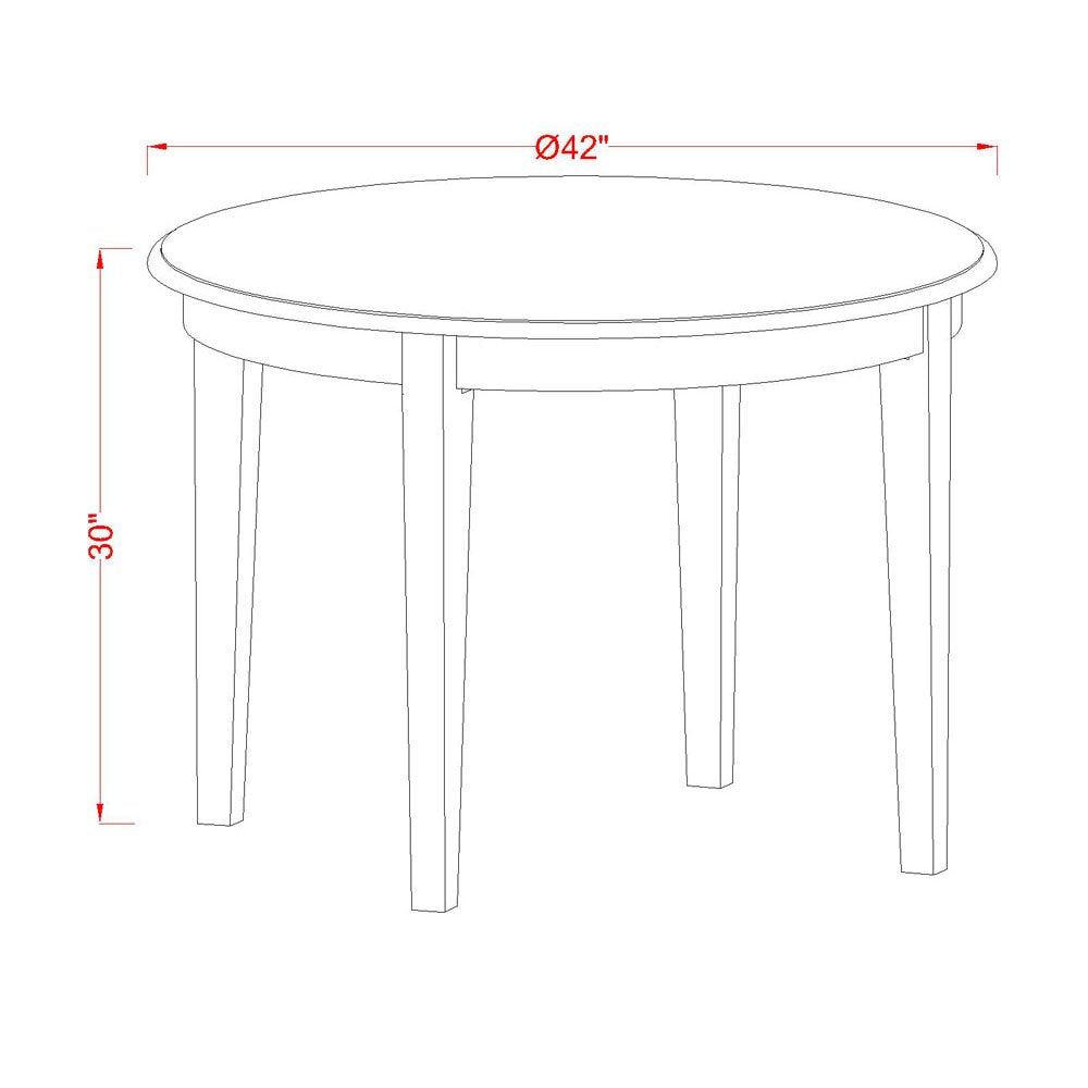 East West Furniture BOST3-WHI-W 3 Piece Kitchen Table Set for Small Spaces Contains a Round Dining Room Table and 2 Solid Wood Seat Chairs, 42x42 Inch, Linen White