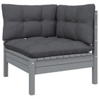 vidaXL Solid Pinewood Patio Lounge Set 4 Piece with Cushions Garden Outdoor Lawn Yard Terrace Balcony Wooden Seat Seating Furniture Gray