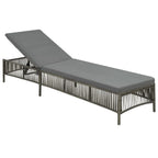 vidaXL Sun Lounger with Cushion - Gray Poly Rattan Sunbed - Durable and Weather-Resistant with Adjusting Backrest - Perfect for Patio and Garden Spaces
