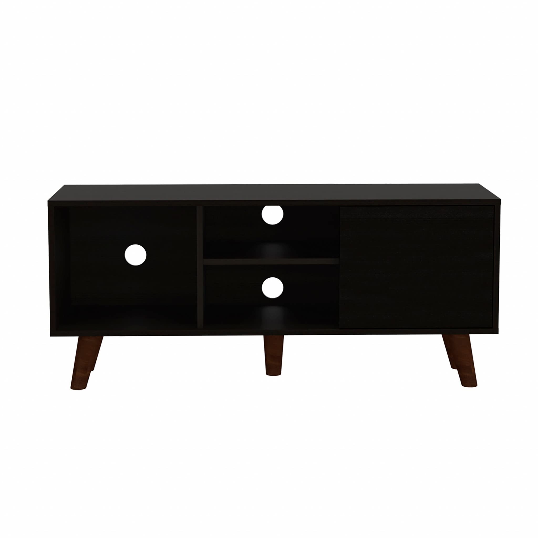HomeRoots Particle Board Contemporary Black Wengue TV Stand