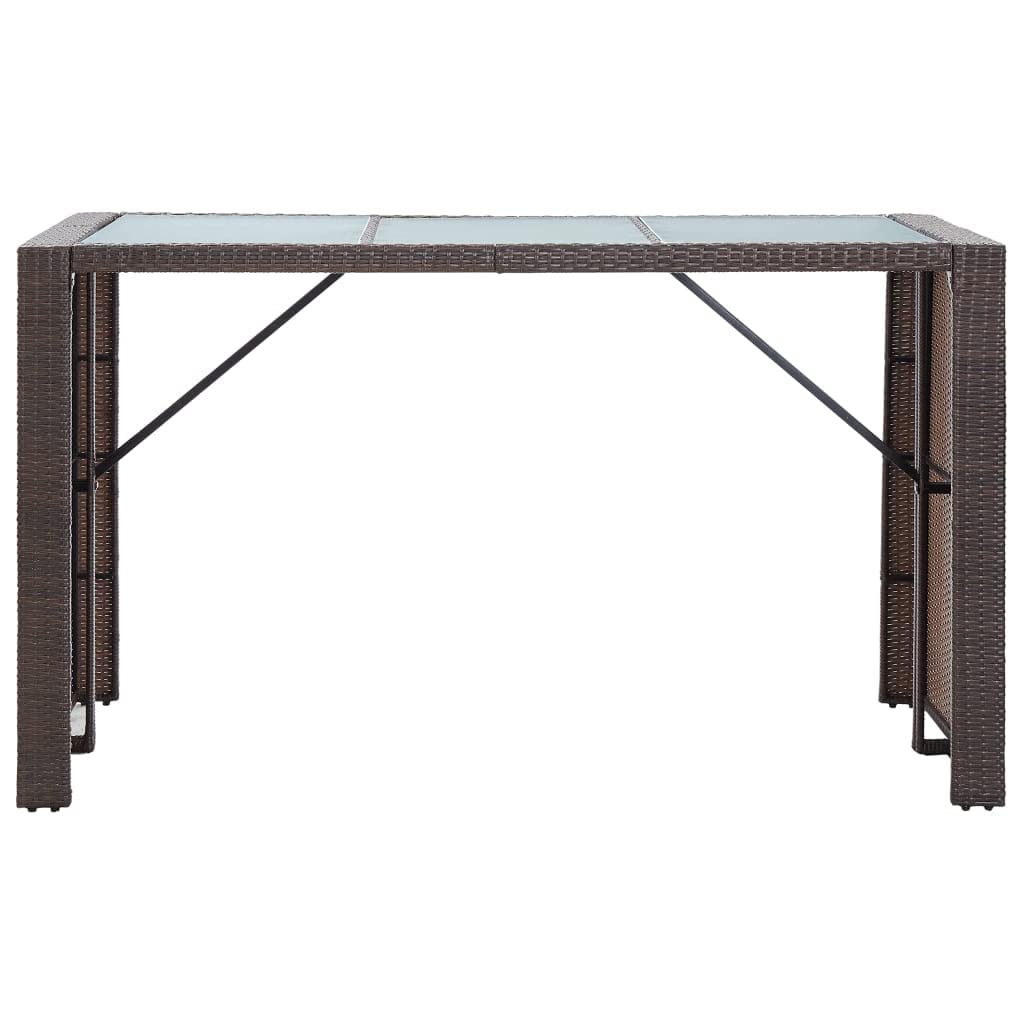 Furniking 7 Piece Garden Bar Set with Cushions Poly Rattan Brown (67kg)