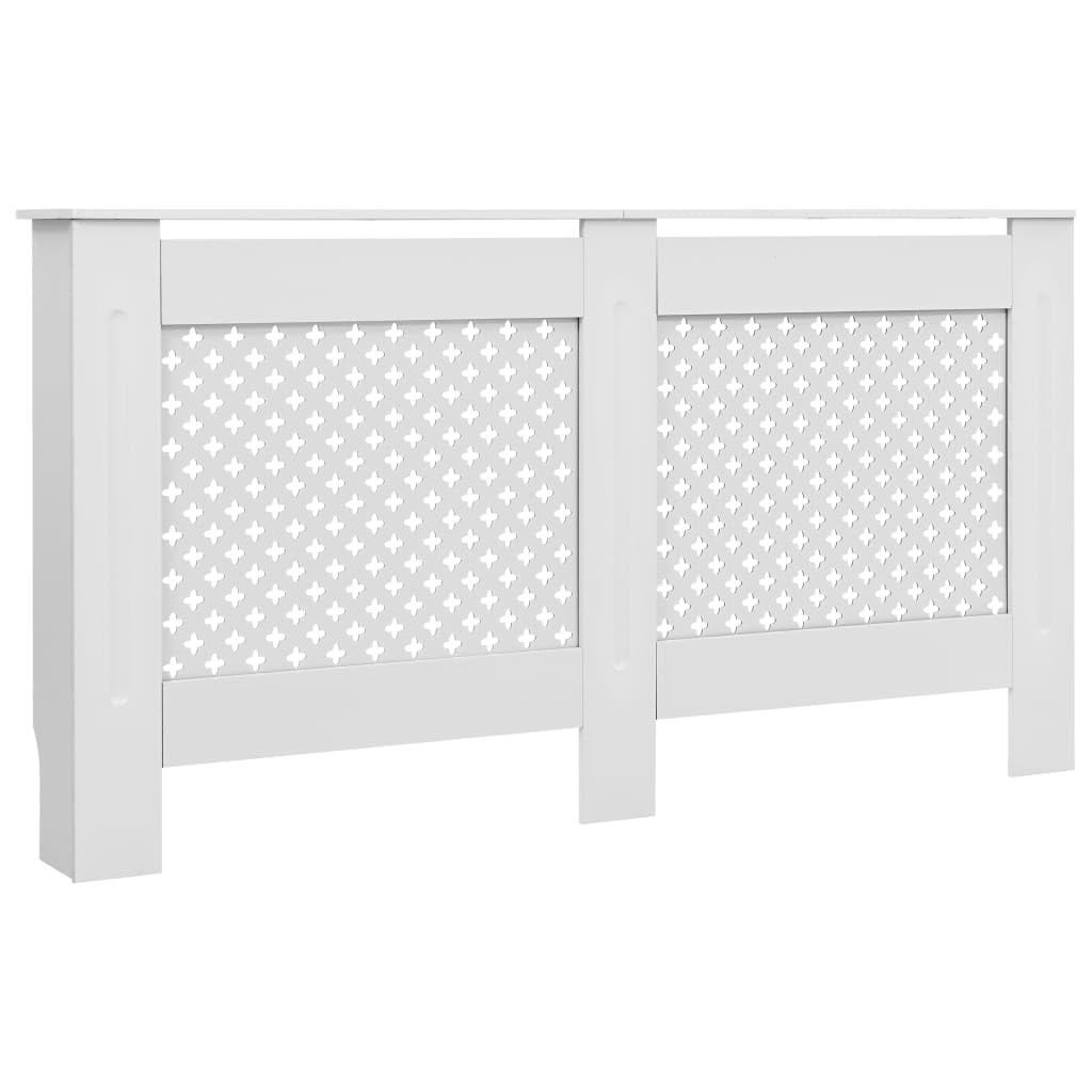 vidaXL White Radiator Cover - Stylish MDF Radiator Cabinet with Slatted Design and Additional Storage Space