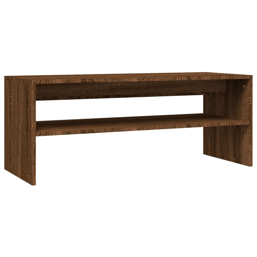 Vidaxl Coffee Table End Table With Storage Shelf Brown Oak Engineered Wood