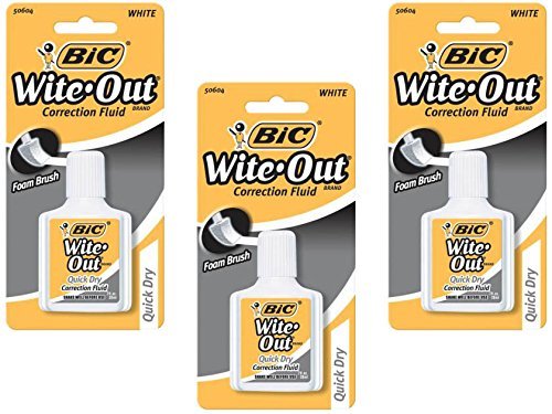 Wite Out Quick Dry Correction Fluid, 0.7 Fl Oz (Pack Of 3)