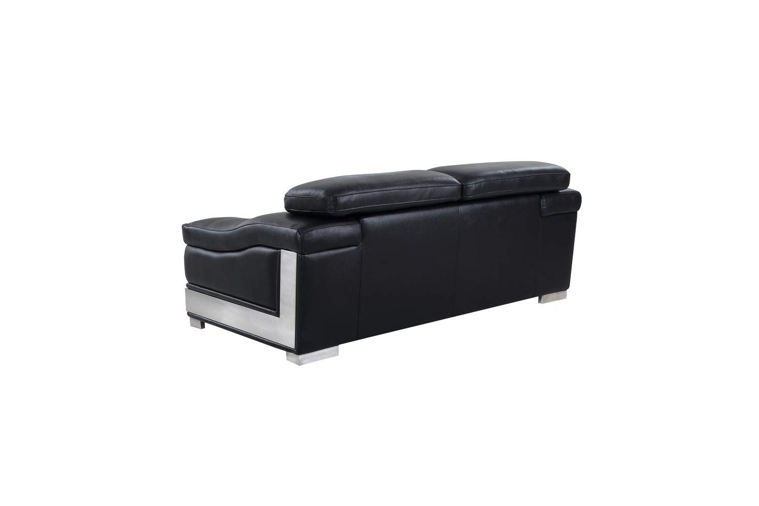 HomeRoots 31-39" Modern Black Leather Loveseat