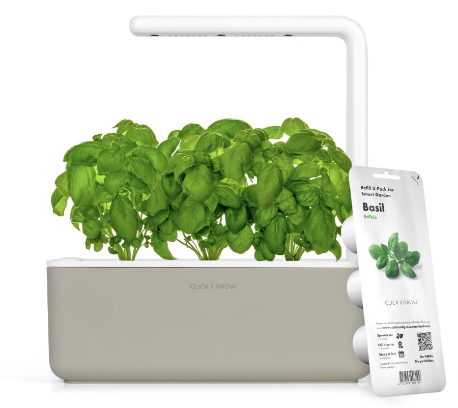Click & Grow Indoor Herb Garden Kit With Grow Light | Smart Garden For Home Kitchen Windowsill | Easier Than Hydroponics Growing
