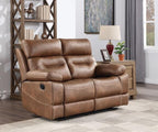 Steve Silver Furniture Rudger Upholstered Manual Reclining Loveseat, Microsuede, Effortless Reclining, Contrasting Baseball Stitching, Transitional, Living Room, 37.5" D x 61.5" W x 41" H, Brown