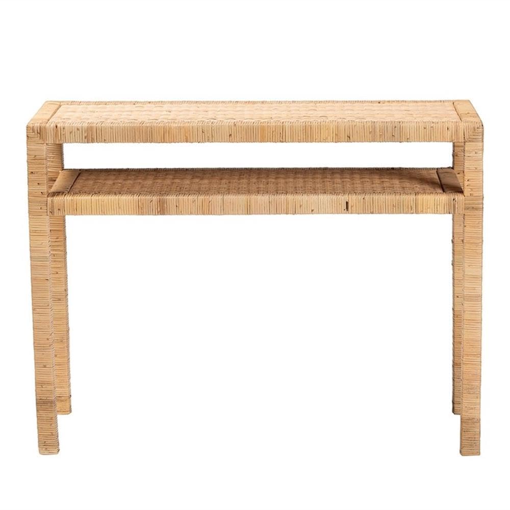 bali & pari Kalimantan Light Honey Rattan and Acacia Wood Console Table