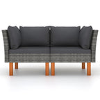 vidaXL Corner Sofas 2 pcs - Modular Outdoor Seating Solution with Removable and Washable Cushion Covers, Solid Eucalyptus Wood Legs - Contemporary Designed Sofas
