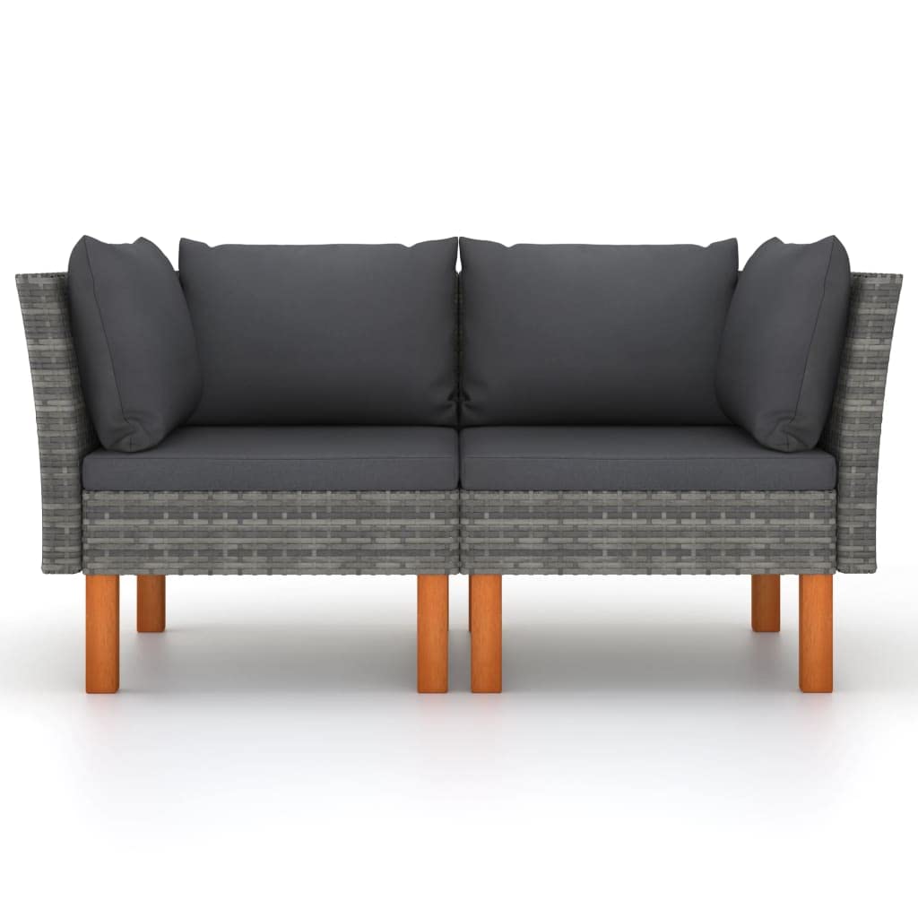 vidaXL Corner Sofas 2 pcs - Modular Outdoor Seating Solution with Removable and Washable Cushion Covers, Solid Eucalyptus Wood Legs - Contemporary Designed Sofas