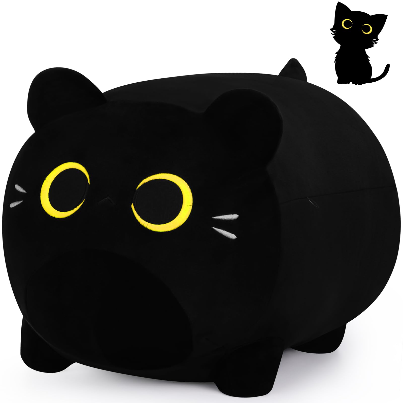 Black Cat Plush Stuffed Animal-11.8' Black Cat Plush Toy, Black Cat Plush Pillow, Cute Soft Plush Cat Plushie Stuffed Cat Toys,