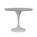 36 Round Dining Table, White Base with Laminated White Marbleized Top