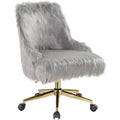 Acme Arundell II Fabric Upholstered Swivel Office Chair in Gray and Gold