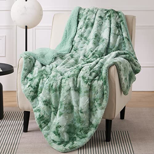 Bedsure Fuzzy Blanket For Couch - Sage Green, Soft And Comfy Sherpa, Plush And Furry Faux Fur, Reversible Throw Blankets For Sof