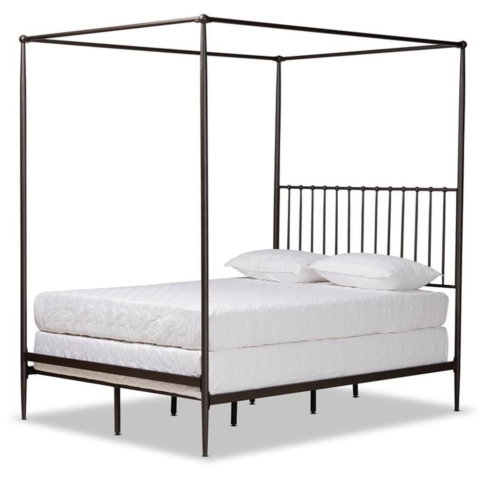 Baxton Studio Elsa Modern Black Metal Canopy Queen Bed