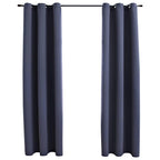 vidaXL Blackout Curtains with Rings – Set of 2, 37"x84", Anthracite, Machine-Washable, 100% Polyester Fabric, Simple Yet Timeless Design, Ideal for Any Room