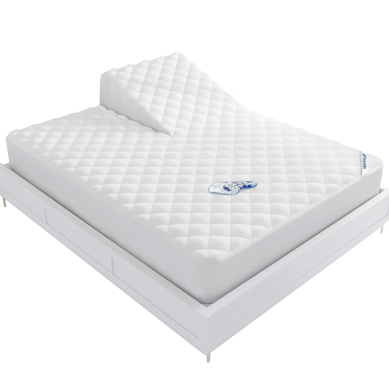 Waterproof Split Top Queen Mattress Pad Protector For Adjustable Bed, 34' Top Split From Head, Noiseless, Soft Padded Matress P