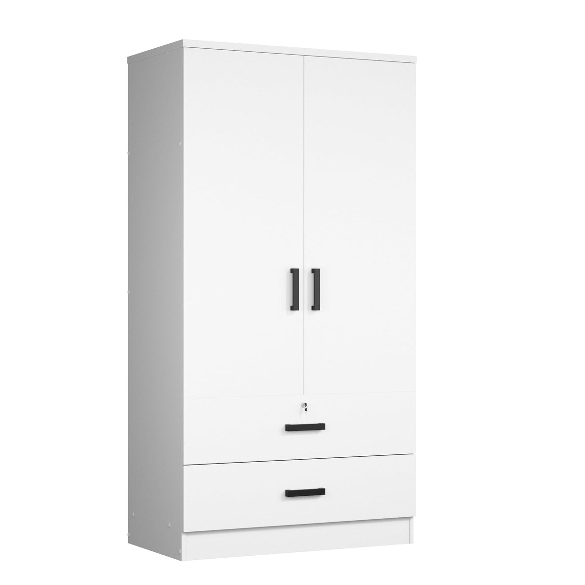 Woodpeckers Furniture And Mattress 2-Door Closet with 2-Drawers (White)