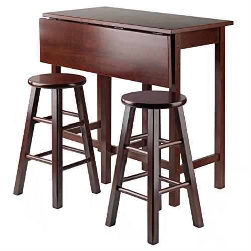 Ergode Exquisite Dining Set | Double Drop Leaf Table | Ladder Back Chairs | Solid Wood | Walnut Finish | (94394-VV)