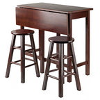Ergode Exquisite Dining Set | Double Drop Leaf Table | Ladder Back Chairs | Solid Wood | Walnut Finish | (94394-VV)