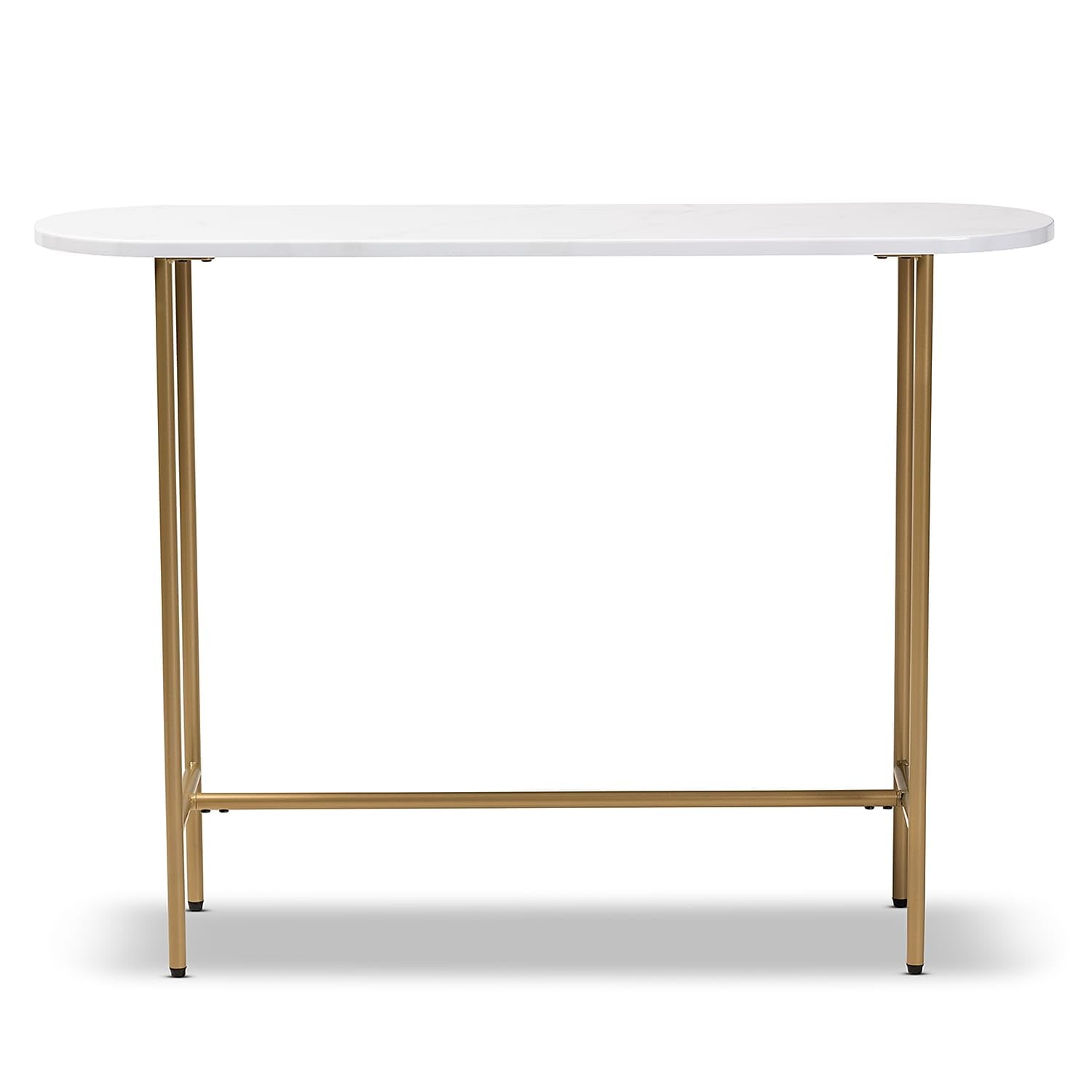 Baxton Studio Samuel Modern and Contemporary Gold Finished Metal Console Table with Faux Marble Tabletop