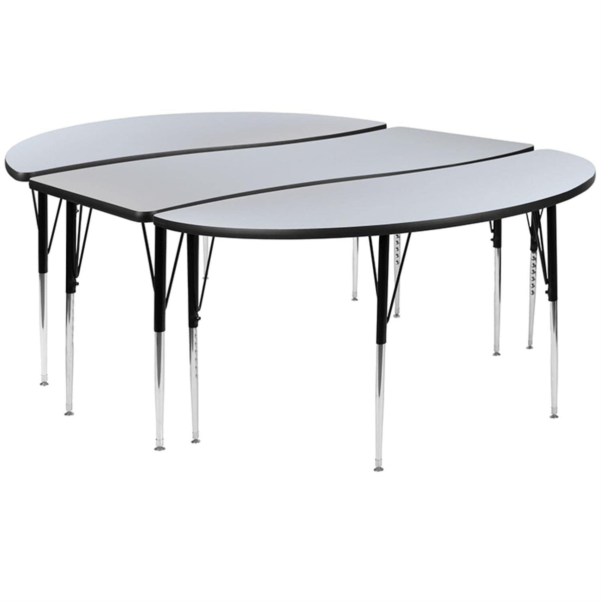 Flash Furniture Emmy 2 Piece 86&quot; Oval Wave Flexible Grey Thermal Laminate Activity Table Set - Standard Height Adjustable Legs