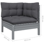 vidaXL Solid Pinewood Patio Lounge Set 6 Piece with Cushions Garden Outdoor Lawn Yard Terrace Balcony Wooden Seat Seating Furniture Gray