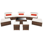 10 Piece Patio Lounge Set with Cushions Poly Rattan Brown