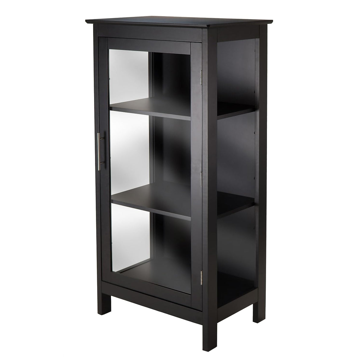 Winsome Poppy Display Cabinet With 3-Sided Tempered Glass, 47.2&quot;H, Black (20523)