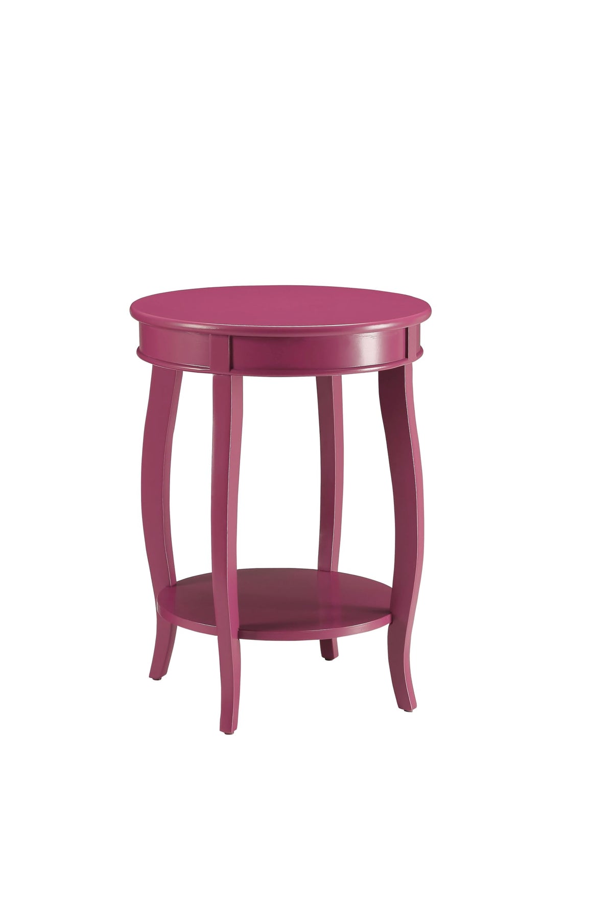 Acme Aberta Wood Round End Table With Bottom Shelf In Red