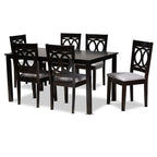 Baxton Studio Lenoir Modern and Contemporary Grey Fabric Upholstered Espresso Brown Finished Wood 7-Piece Dining Set