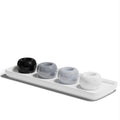 Standing Toothbrush Holder with Tray, Toothbrush Stand, Ceramic Toothbrush Holder for Bathroom, Small Toothbrush Holder (4 Holde